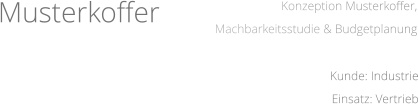 Konzeption Musterkoffer,  Machbarkeitsstudie & Budgetplanung Kunde: Industrie Einsatz: Vertrieb Musterkoffer